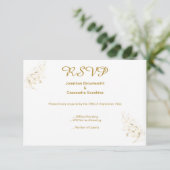 ELEGANT SIMPELE GOLD LEAF GLITTER RSVP KAART (Staand voorkant)