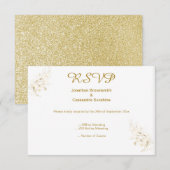ELEGANT SIMPELE GOLD LEAF GLITTER RSVP KAART (Voorkant / Achterkant)