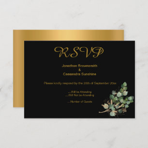 ELEGANT SIMPELE GOLD NATIVE GOLD BLACK RSVP KAART