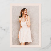 Elegant simpele lichtroze foto Sweet 16 roos goud Folie Uitnodiging (Achterkant)