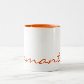 elegant simpele moderne chic trendy monogram oranj tweekleurige koffiemok (Center)