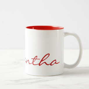 elegant simpele moderne chic trendy monogram rood tweekleurige koffiemok