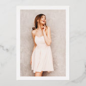 Elegant simpele, moderne, witte foto Sweet 16 goud Folie Uitnodiging (Achterkant)