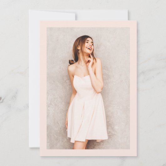 Elegant simpele, moderne zwarte foto Sweet 16 Kaart (Achterkant)