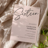 Elegant simpele, moderne zwarte foto Sweet 16 Kaart