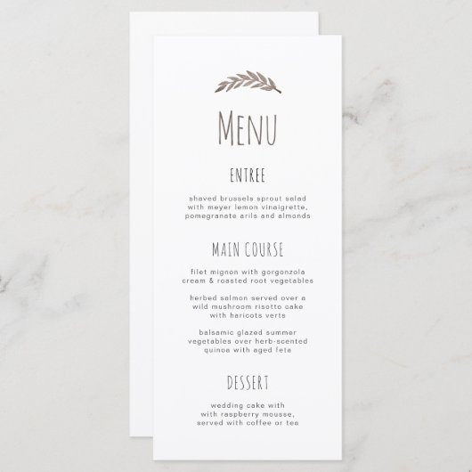 Elegant simpele tak. Menu Typografie bruiloft (Voorkant / Achterkant)