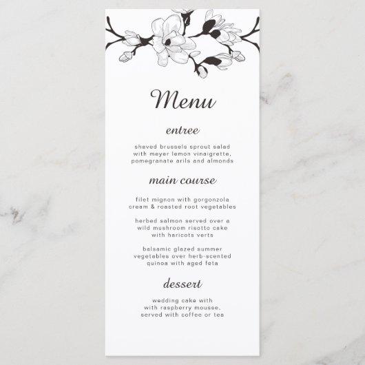 Elegant simpele tak. Zwarte en witte bruiloft Menu (Voorkant)