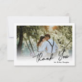 Elegant simpele weddenschapscripttypografie foto bedankkaart (Voorkant)