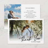 Elegant simpele weddenschapscripttypografie foto bedankkaart (Voorkant / Achterkant)