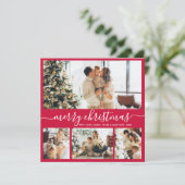 Elegant Simple 4 Photo Collage Kerstmis Feestdagenkaart (Staand voorkant)