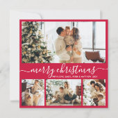 Elegant Simple 4 Photo Collage Kerstmis Feestdagenkaart (Voorkant)