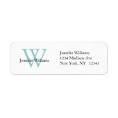 Elegant Simple Address Label White Blue Initiaal (Voorkant)