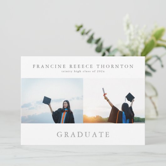 Elegant Simple Afstuderen High School Afstuderen Aankondiging (Staand voorkant)