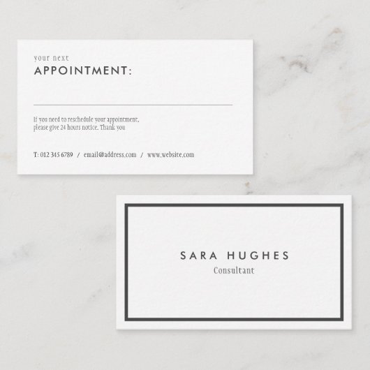 Elegant Simple Appointer Card Afsprakenkaartje (Voorkant / Achterkant)