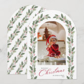 Elegant Simple Arch 1 Photo Christmas Holiday Card Kaart (Voorkant / Achterkant)