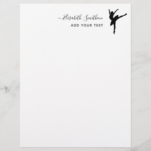 Elegant Simple Ballet Dancer Personal Stationery Briefhoofd (Voorkant)
