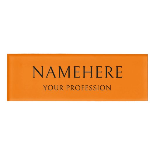 Elegant Simple Basic Orange Minimal Modern Naambadge (Voorkant)