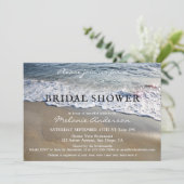 Elegant Simple Beach Bridal Shower Invitation Kaart (Staand voorkant)