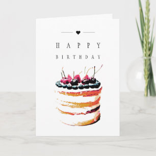 Elegant Simple Birthday Cake with Fruits Kaart