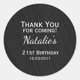 Elegant Simple Black 21st Birthday Ronde Sticker