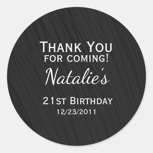 Elegant Simple Black 21st Birthday Ronde Sticker (Voorkant)