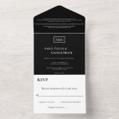 Elegant Simple Black and White Monogram Weddenscha All In One Uitnodiging (Binnen)