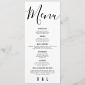 Elegant Simple Black and White Monogram Weddenscha Menu (Voorkant)