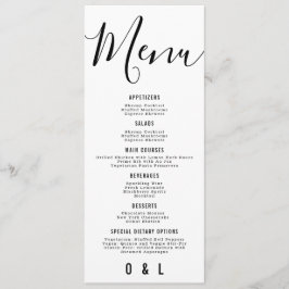 Elegant Simple Black and White Monogram Weddenscha Menu