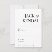 Elegant Simple Black and White Monogram Weddenscha RSVP Kaartje (Voorkant)
