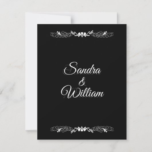 Elegant Simple Black and White Wedding Invitation Kaart (Achterkant)