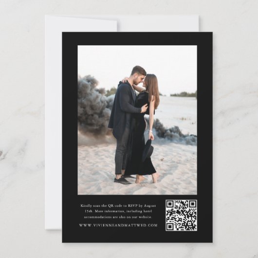 Elegant Simple Black and White Wedding Kaart (Achterkant)