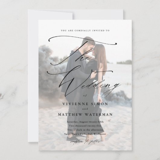 Elegant Simple Black and White Wedding Kaart (Voorkant)