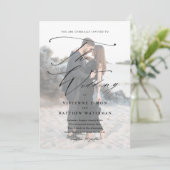 Elegant Simple Black and White Wedding Kaart (Staand voorkant)