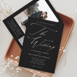 Elegant Simple Black and White Wedding Kaart