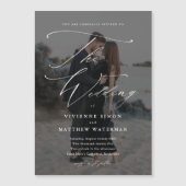 Elegant Simple Black and White Wedding Magnetische Uitnodiging (Voorkant)