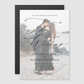 Elegant Simple Black and White Wedding Magnetische Uitnodiging (Voorkant / Achterkant)