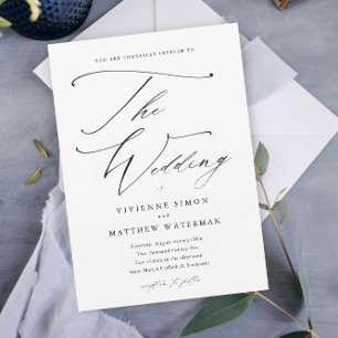 Elegant Simple Black and White Wedding Magnetische Uitnodiging