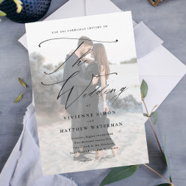 Elegant Simple Black and White Wedding Magnetische Uitnodiging