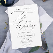 Elegant Simple Black and White Wedding Magnetische Uitnodiging