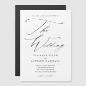 Elegant Simple Black and White Wedding Magnetische Uitnodiging (Voorkant / Achterkant)