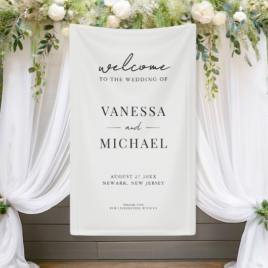 Elegant Simple Black and White Wedding Spandoek