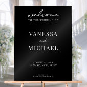 Elegant Simple Black and White Wedding Welcome Acryl Bord