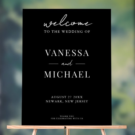 Elegant Simple Black and White Wedding Welcome Acryl Bord (Neutraal)