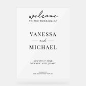 Elegant Simple Black and White Wedding Welcome Acryl Bord (Voorkant)