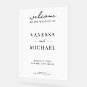 Elegant Simple Black and White Wedding Welcome Acryl Bord (Hoek)