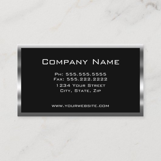 Elegant Simple Black en Chrome Monogram Visitekaartje (Achterkant)