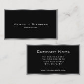 Elegant Simple Black en Chrome Visitekaartje (Voorkant / Achterkant)