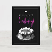 Elegant Simple Black en White Birthday Cake Kaart (Voorkant)