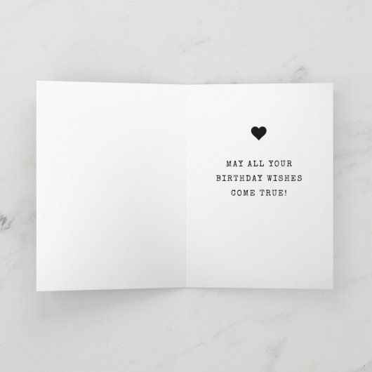 Elegant Simple Black en White Birthday Cake Kaart (Binnen)