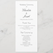 Elegant Simple Black en White Classic Wedding Pro Programmakaart (Voorkant)